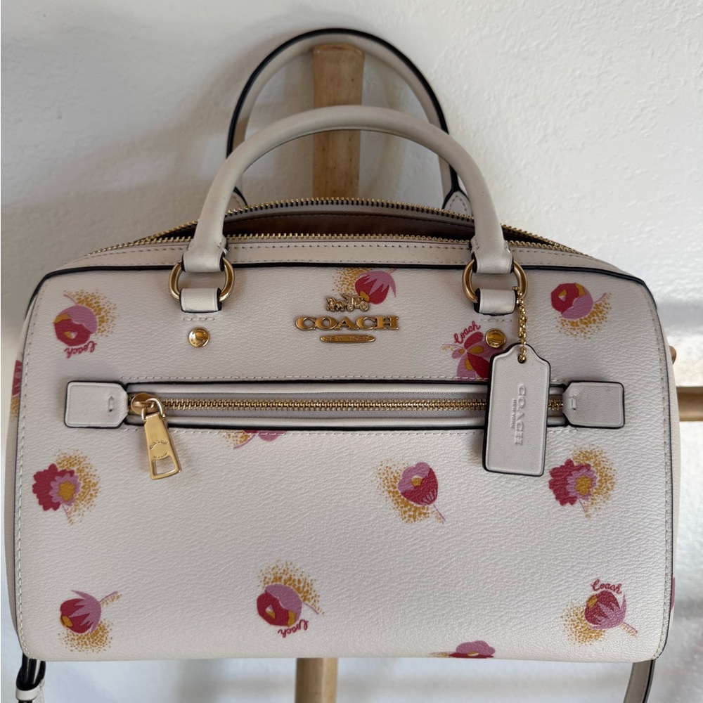 Coach Rowan Satchel with a pop floral print